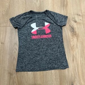 Under Armour Kids Charcoal and Pink Tee